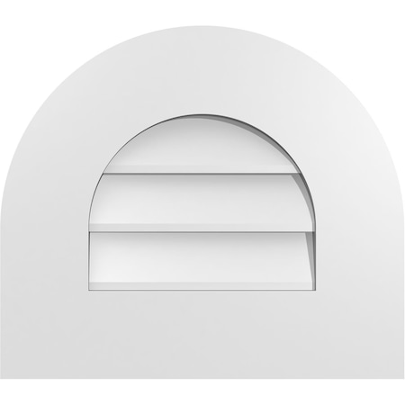 Ekena Millwork Round Top Surface Mount PVC Gable Vent: Non-Functional, w/ 3-1/2"W x 1"P Standard Frame, 16"W x 14"H GVPRT16X1401SN